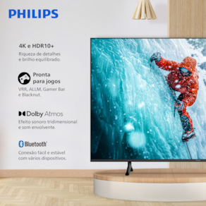 Miniatura Smart TV 50" 4K Philips 50PUG7300/78 UHD Titan OS Pixel Precise Comando de Voz Preta