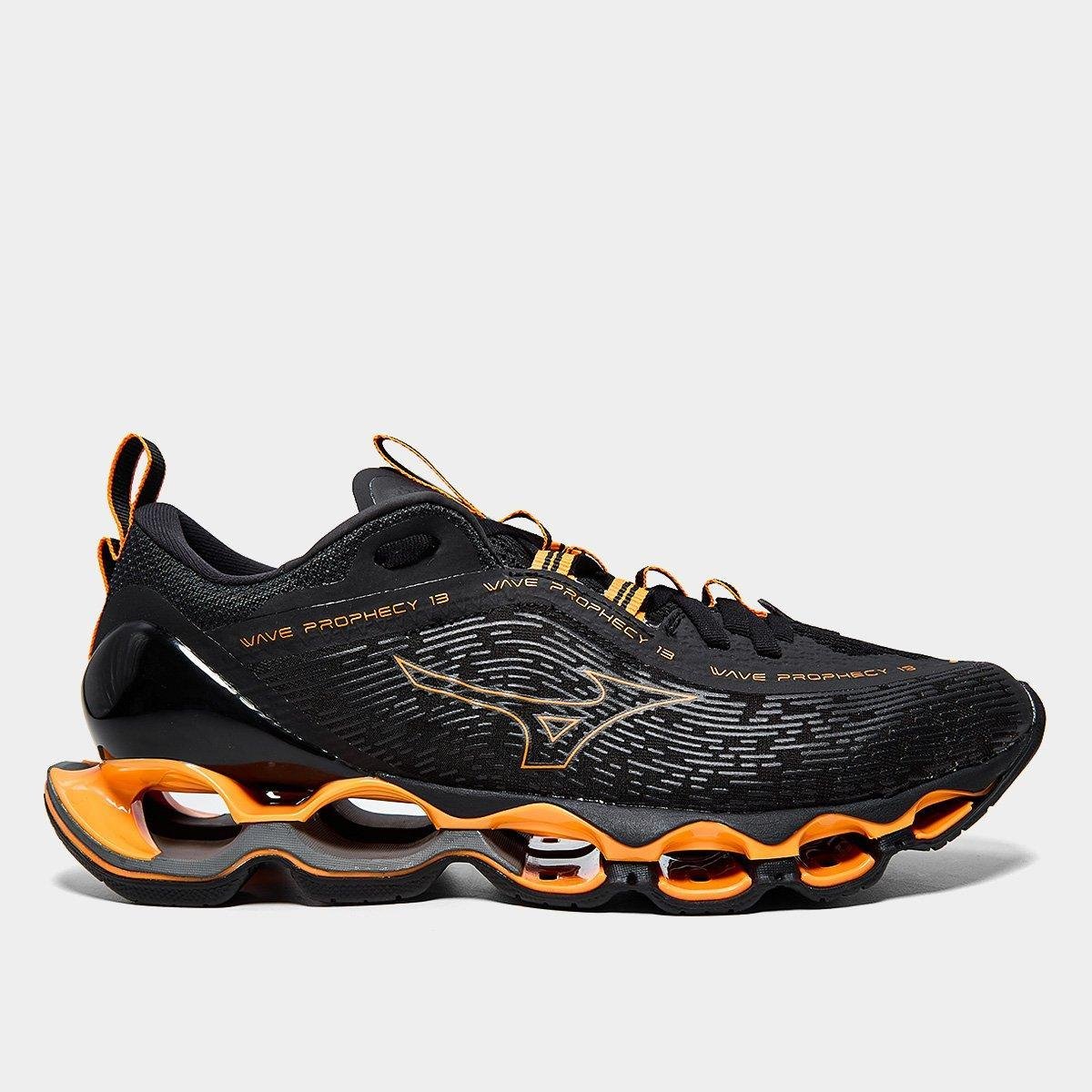 Miniatura Tênis Mizuno Wave Prophecy 13 Masculino Preto+Laranja Escuro - 38