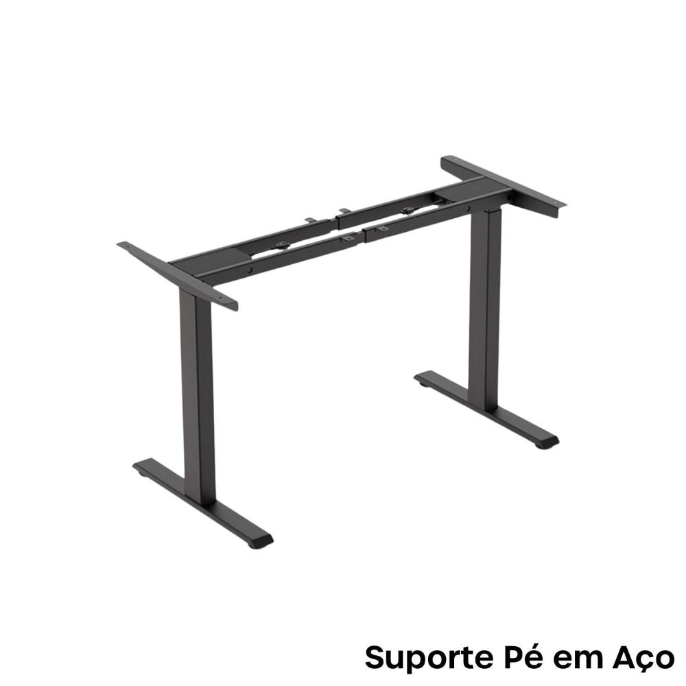 Mesa com Regulagem de Altura Elétrica Escrivaninha 150cm Mee1500p25 Mesa Elevatória Elétrica 1500x600mm Mee1500p25 Nogueira Casablanca/Preto