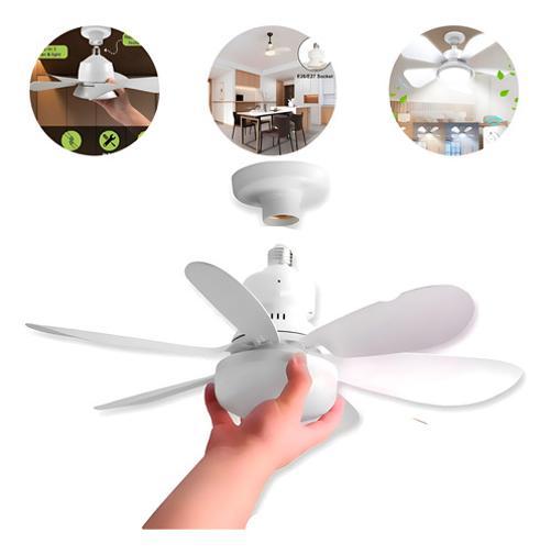 Miniatura Super Ventilador Teto Bocal E27 Luminária Led Mais Controle