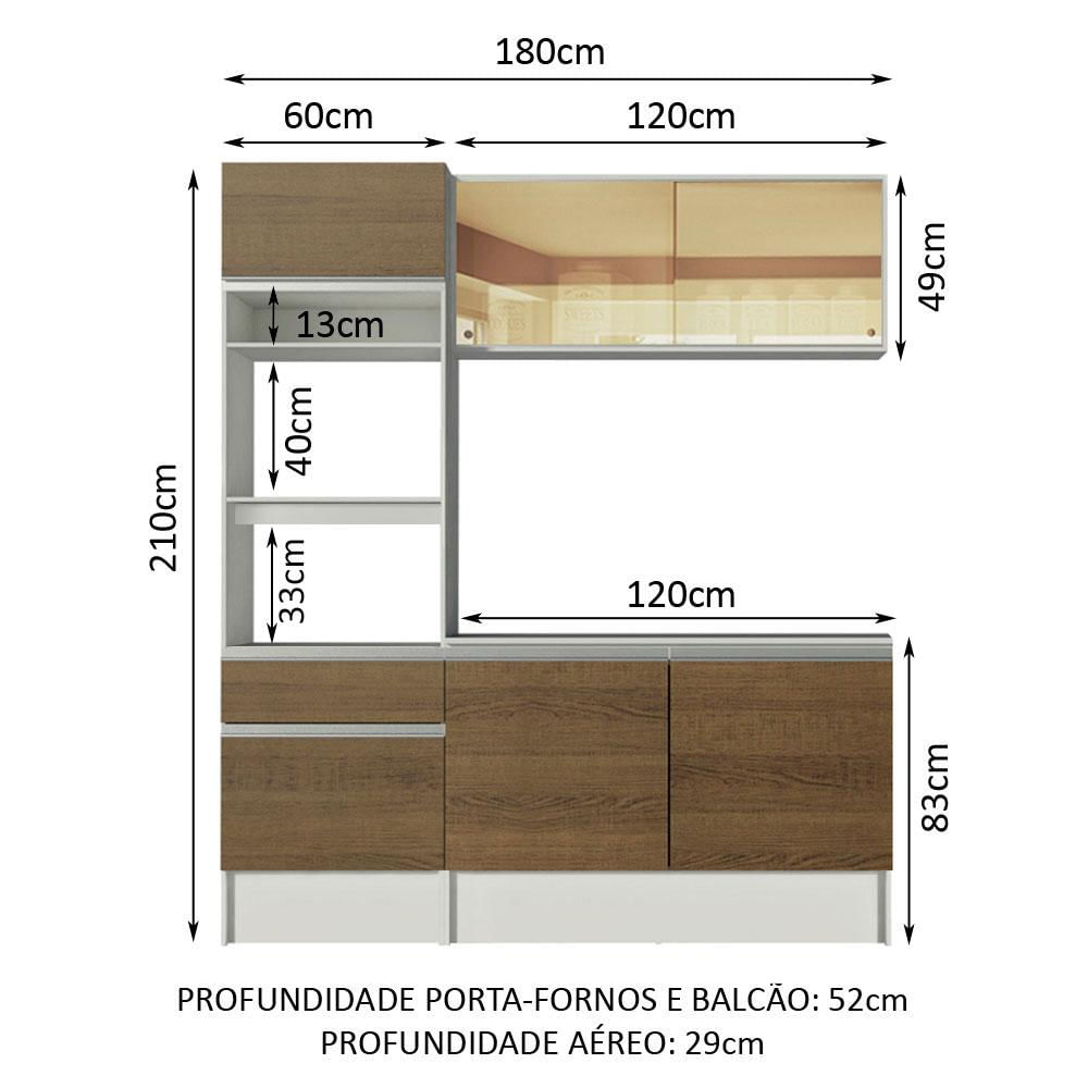 Miniatura Cozinha Compacta Madesa Diamante Pop com Armário, Balcão e Tampo Branco/Rustic Branco/Rustic