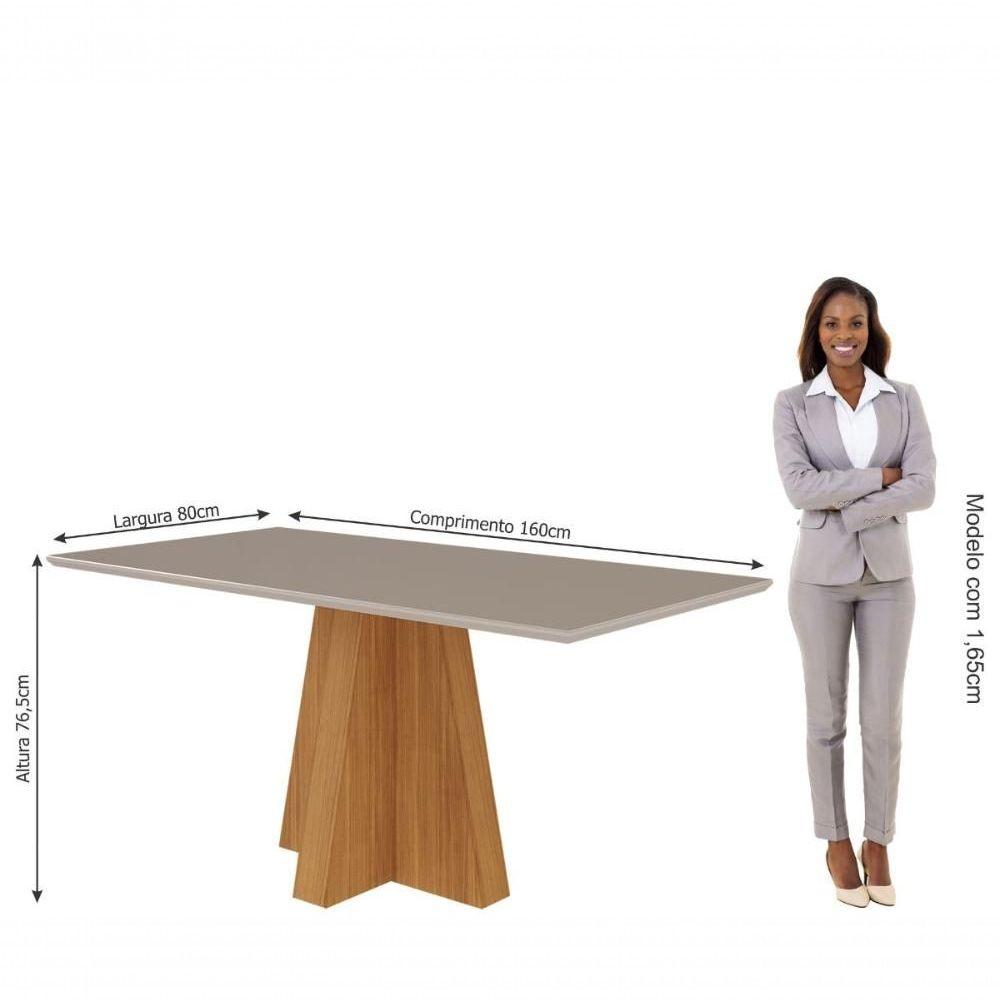 Miniatura Conjunto Sala De Jantar 160x80 Tampo Mdf/vidro 6 Cadeiras Nature/offwhite/joli Nature/offwhite/joli