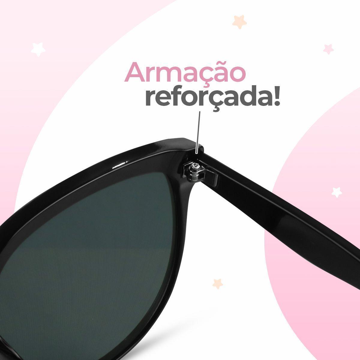 Relogio Feminino Preto Aço Inox + Oculos Sol Proteção Uv
