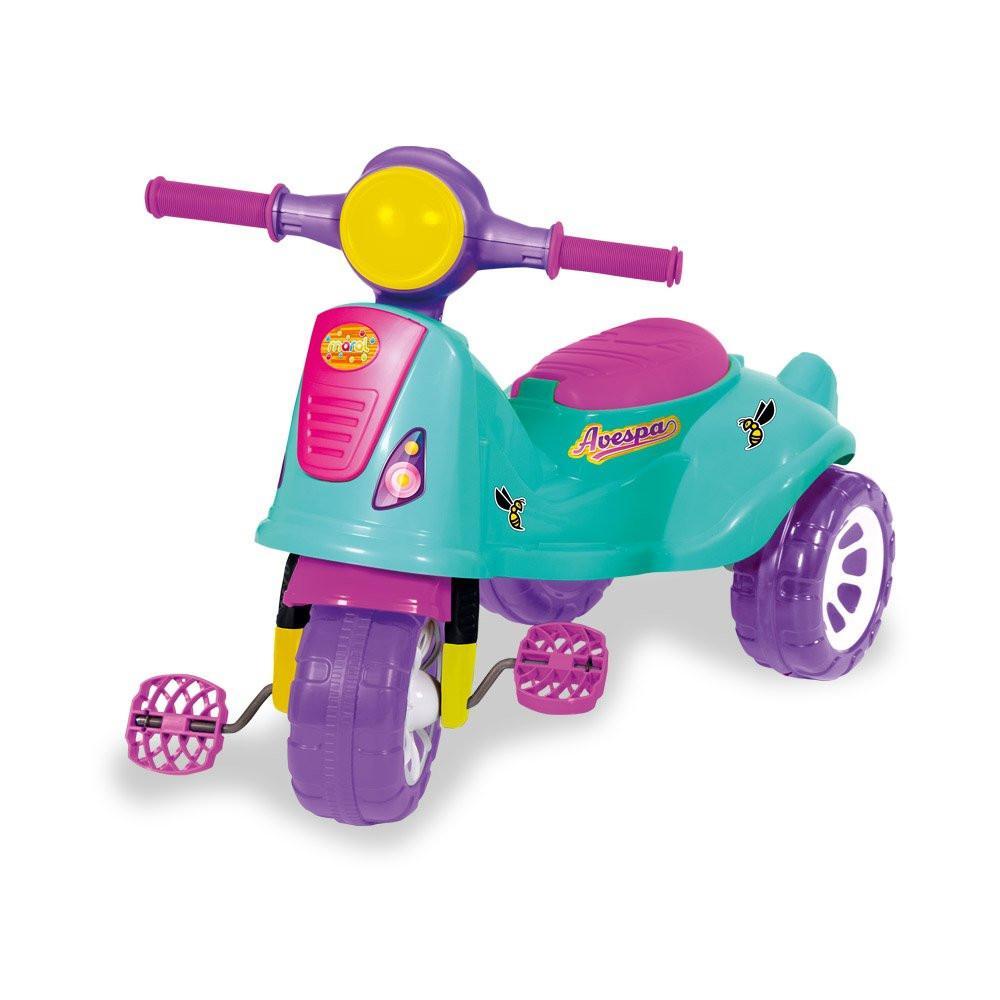 Miniatura Triciclo Infantil De Passeio E Pedal Andador Avespa Pink