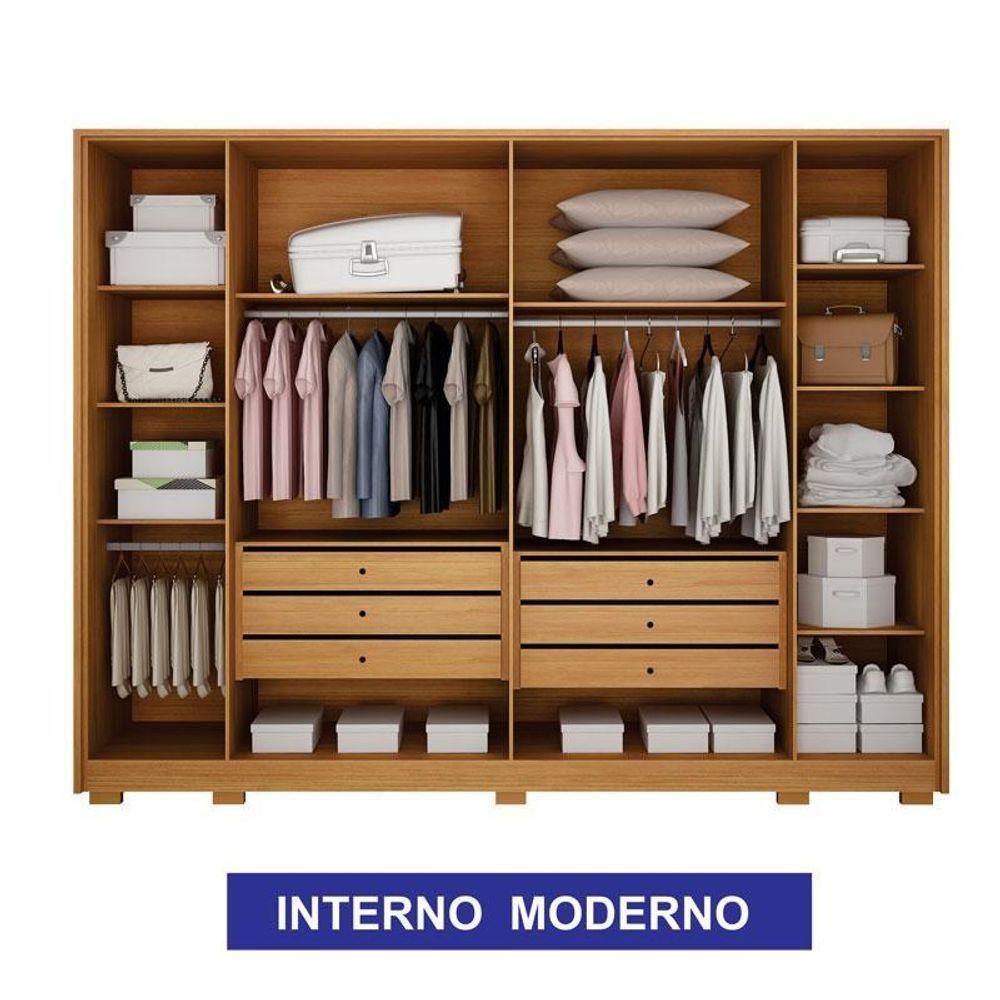 Miniatura Guarda Roupa Casal Ares 6 Portas Cinamomo Com Cômoda Rubi 4 Gavetas Cinamomo Off-white - Leifer
