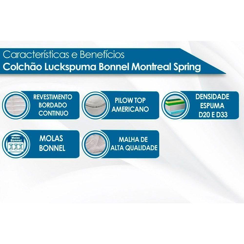 Miniatura Cama Box Queen: Colchão Molas Luckspuma Bonnel Montreal Spring + Base Crc Suede Bege(158X198)