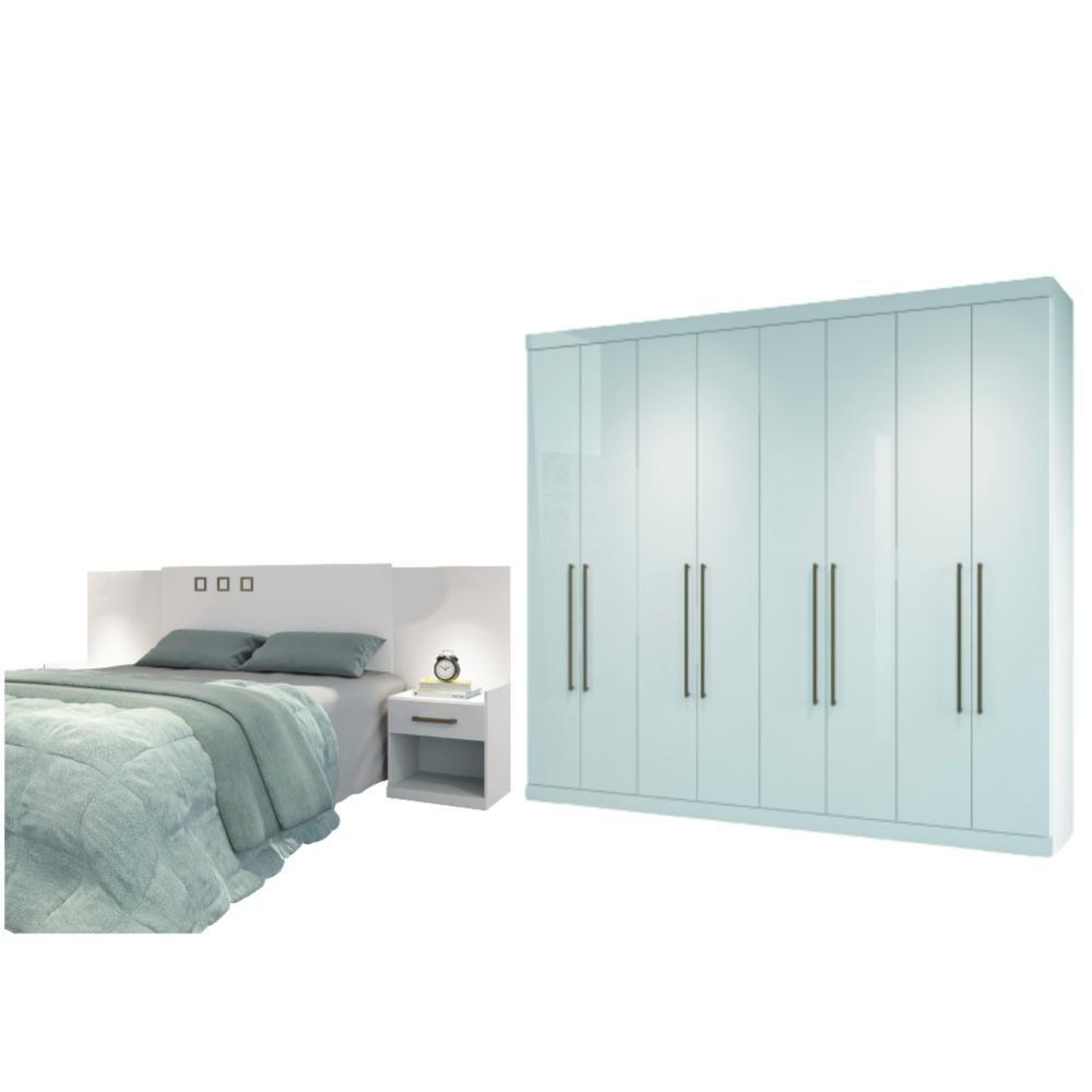 Miniatura Conjunto Guarda Roupa E Cabeceira Alan Branco