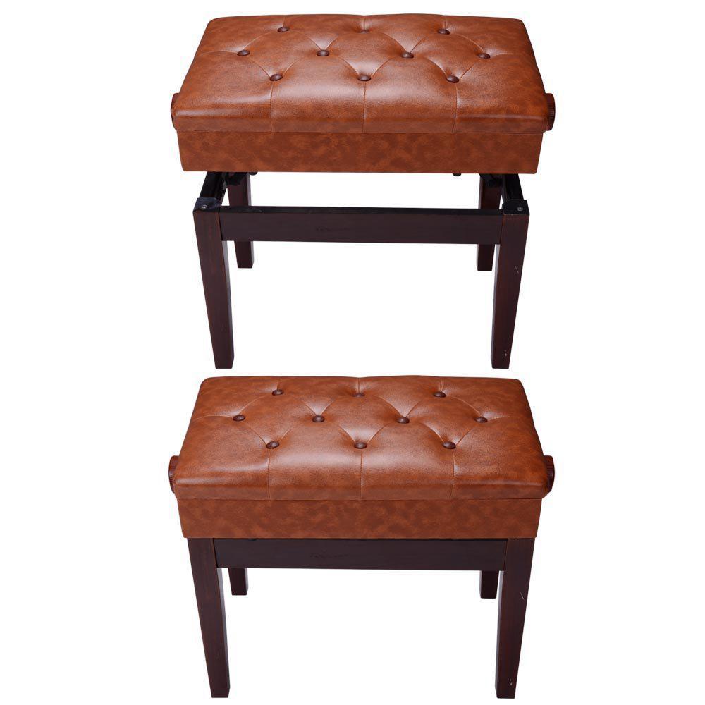 Miniatura Banqueta Piano/Teclado Ajustável Couro Sintético Vermelho
