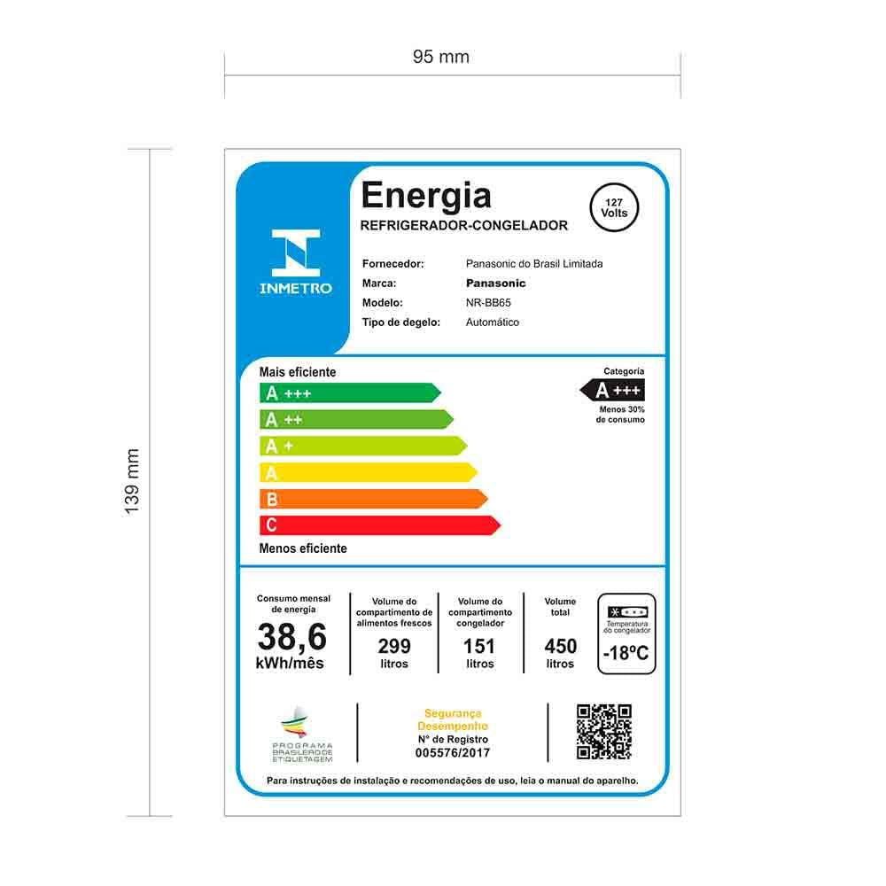 Refrigerador Panasonic de 02 Portas Frost Free com 450 Litros Bottom Freezer Espelhado - NRBB65GV 110