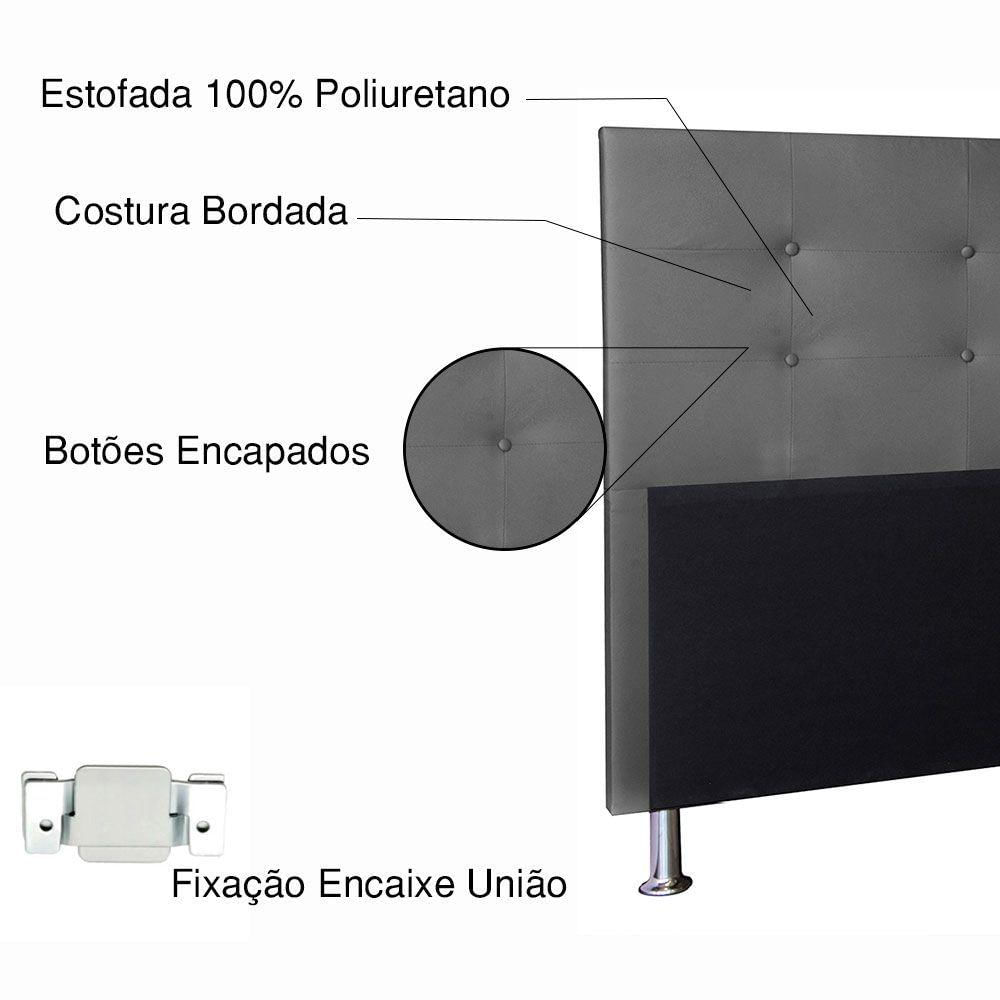 Kit Cabeceira E Calçadeira Baú Queen 1,60m Berlim Corano Cinza - Pallazio