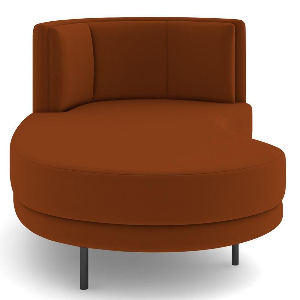 Miniatura Chaise Longue Divã 164cm Braço Direito Logus D06 Veludo Telha - Mpozenato