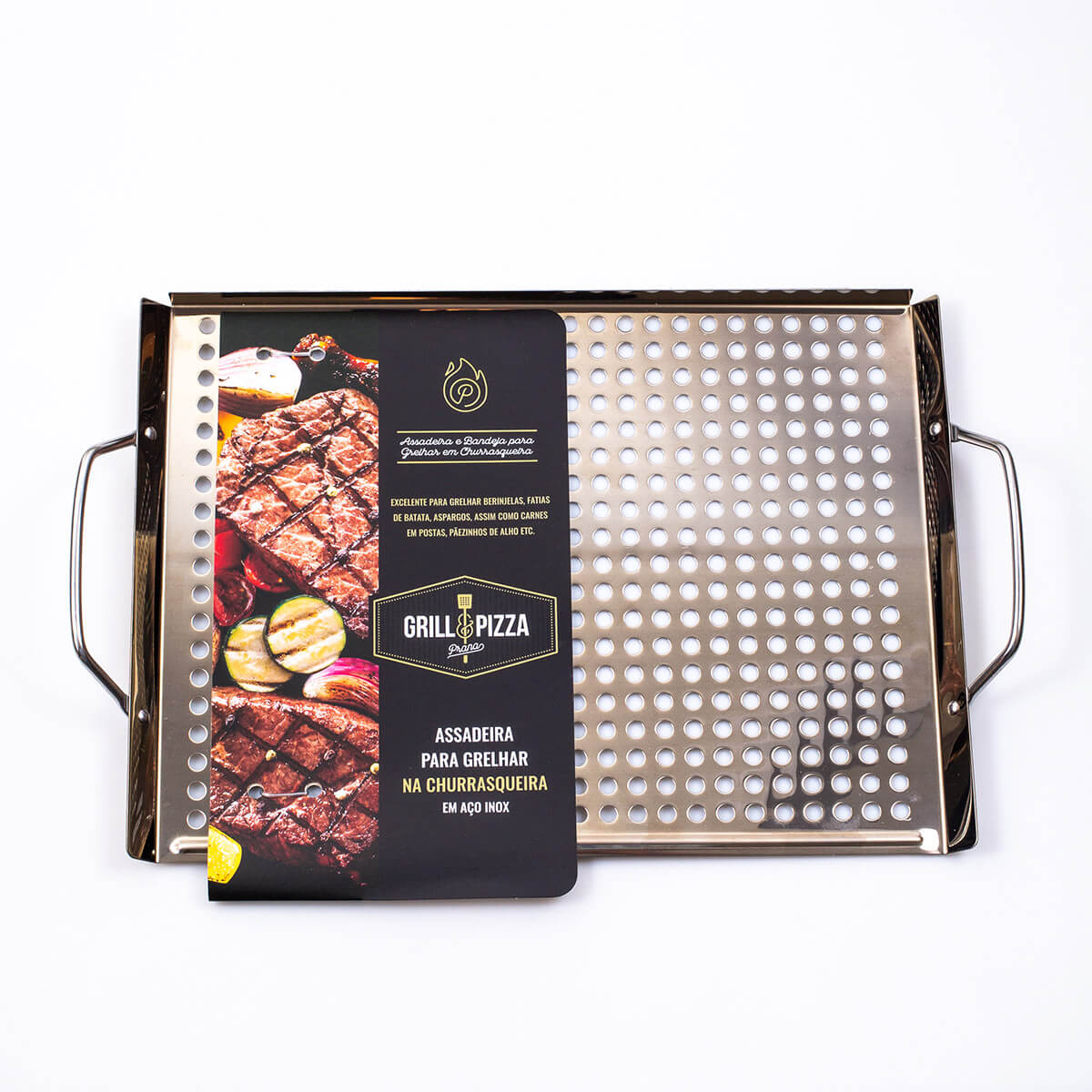 Miniatura Bandeja Inox para Grelhar Em Churrasqueira - Grill e Pizza