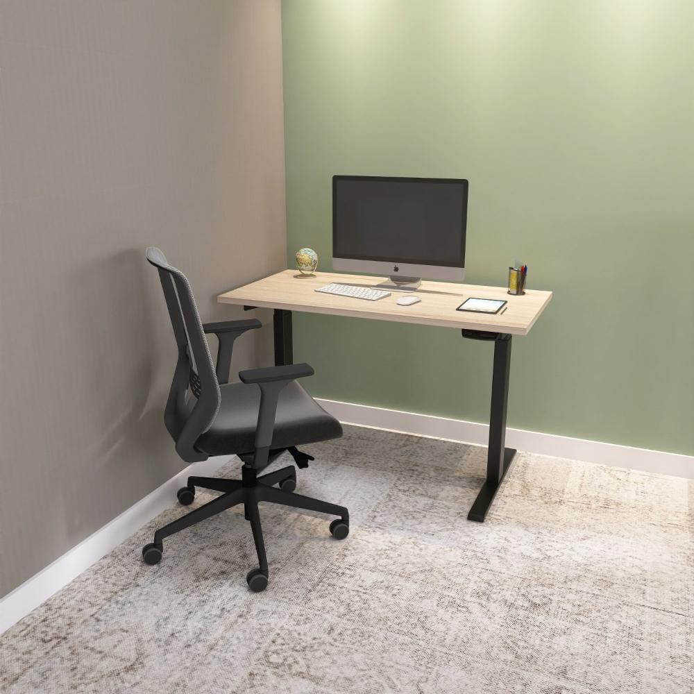 Miniatura Mesa com Regulagem de Altura Elétrica Escrivaninha 150cm Mee1500p25 Mesa Elevatória Elétrica 1500x600mm Mee1500p25 Nogueira Casablanca/Preto