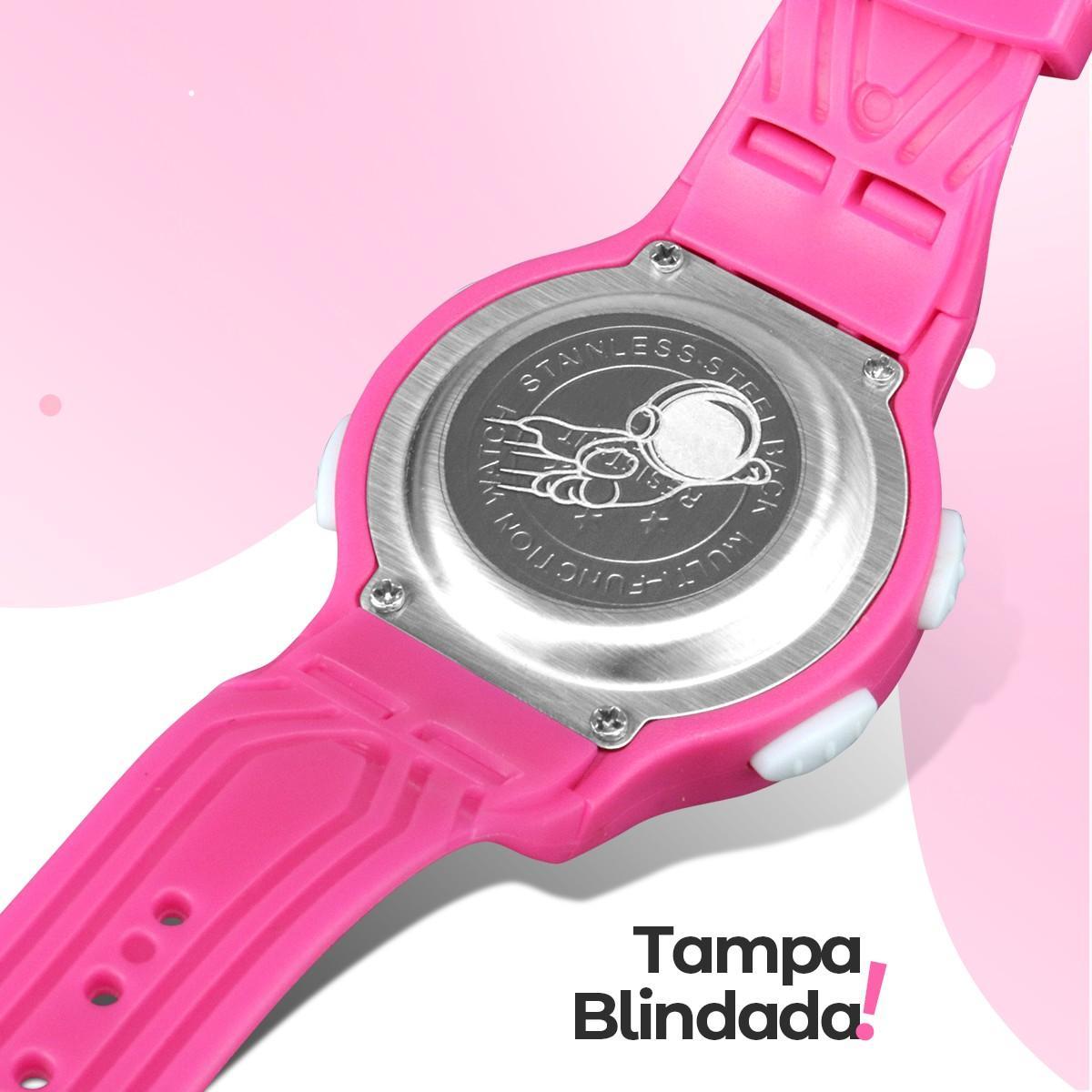 Kit Relógio Digital e Óculos Rosa Orizom Kids - Pulseira Ajustável, Tela Clara, Proteção UV - Di Fiore Store