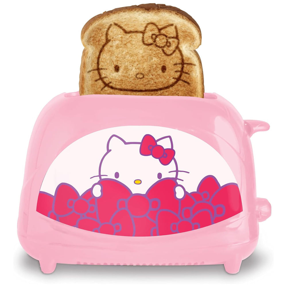 Miniatura Torradeira 2 Fatias com Tema Hello Kitty e Termostato Ajustável, 110V 700W, Uncanny Brands, Rosa 110v