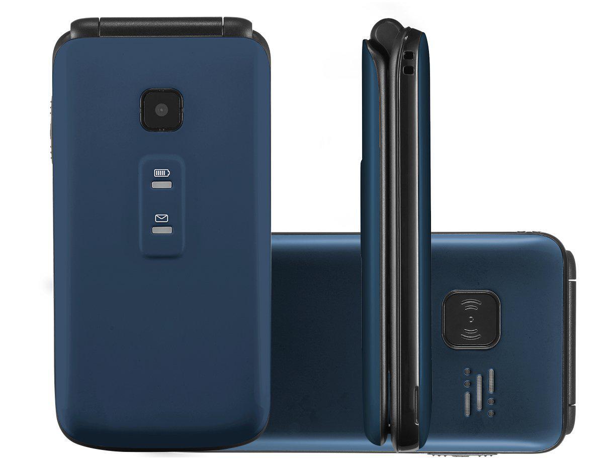 Miniatura Celular Vita Flip Botão Sos Bluetooth Multilaser Azul