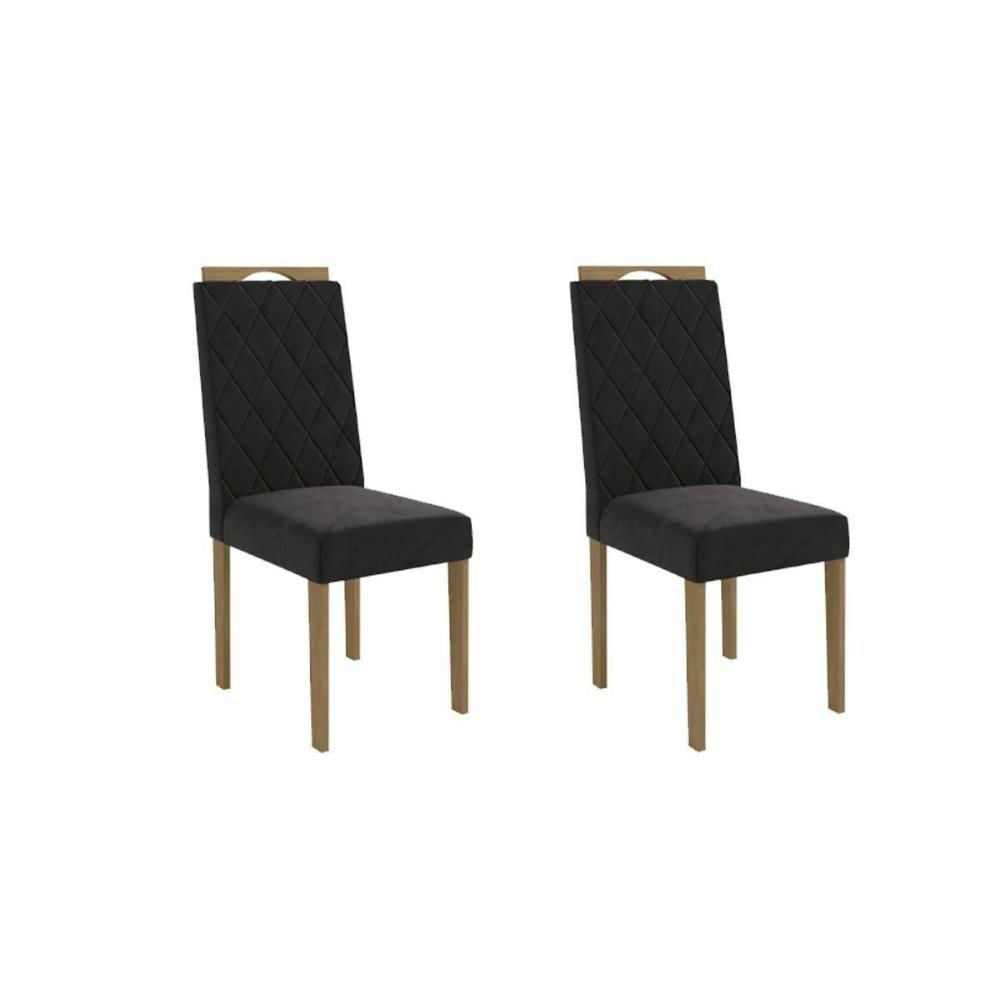 Miniatura Kit 2 Cadeiras Sala Jantar 2cad152 2 Un Freijó - Assento-encosto Veludo Deluxe Chumbo - Kappesberg