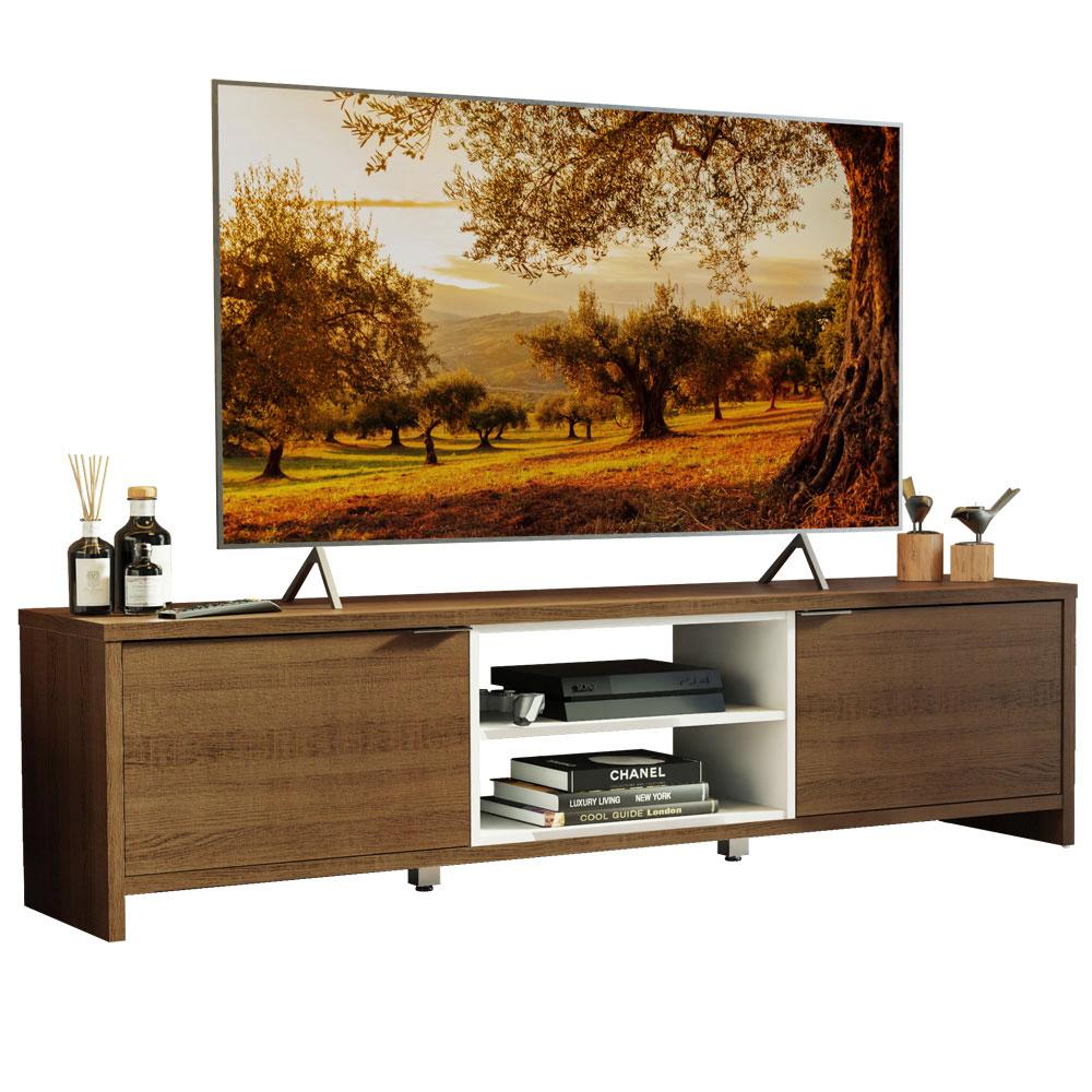 Miniatura Rack para TV até 75 Polegadas 180 cm 2 Portas Rustic/Branco Metz Madesa Rustic