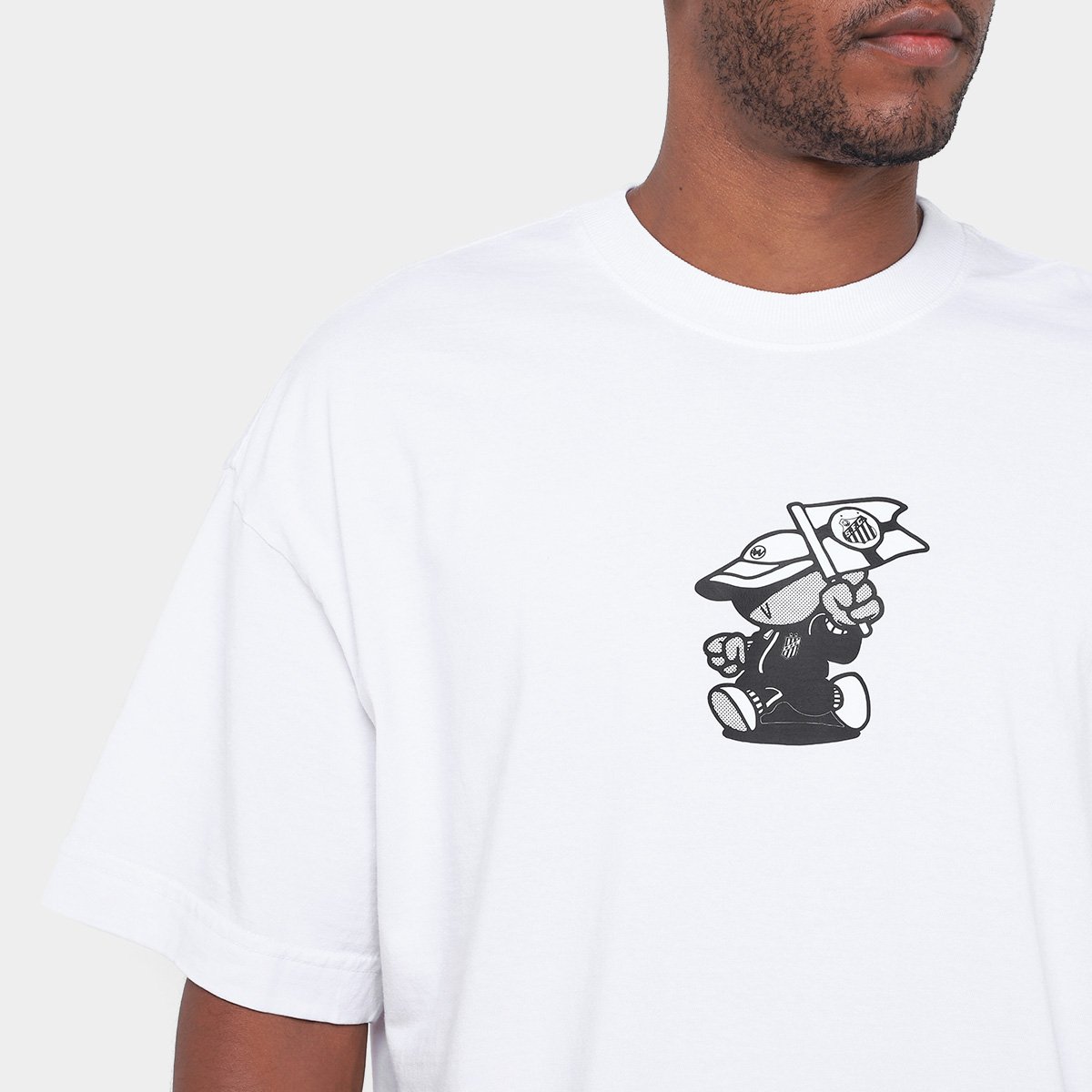 Miniatura Camiseta Oversized Santos Pela Bandeira que Ensina Masculina Branco - EGG