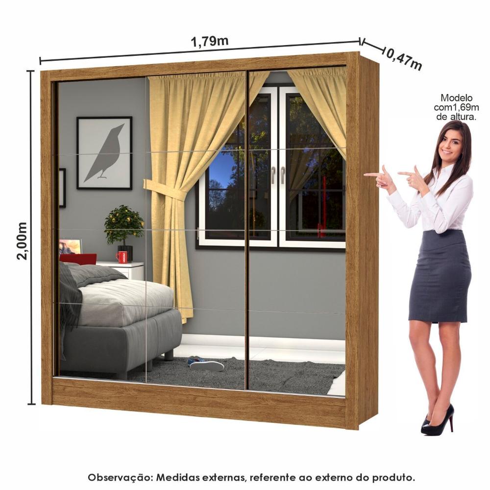 Guarda-Roupa Casal Modulado 4 Portas Santiago 3 Portas Premium 5 Gaveta com Espelho Cinamomo