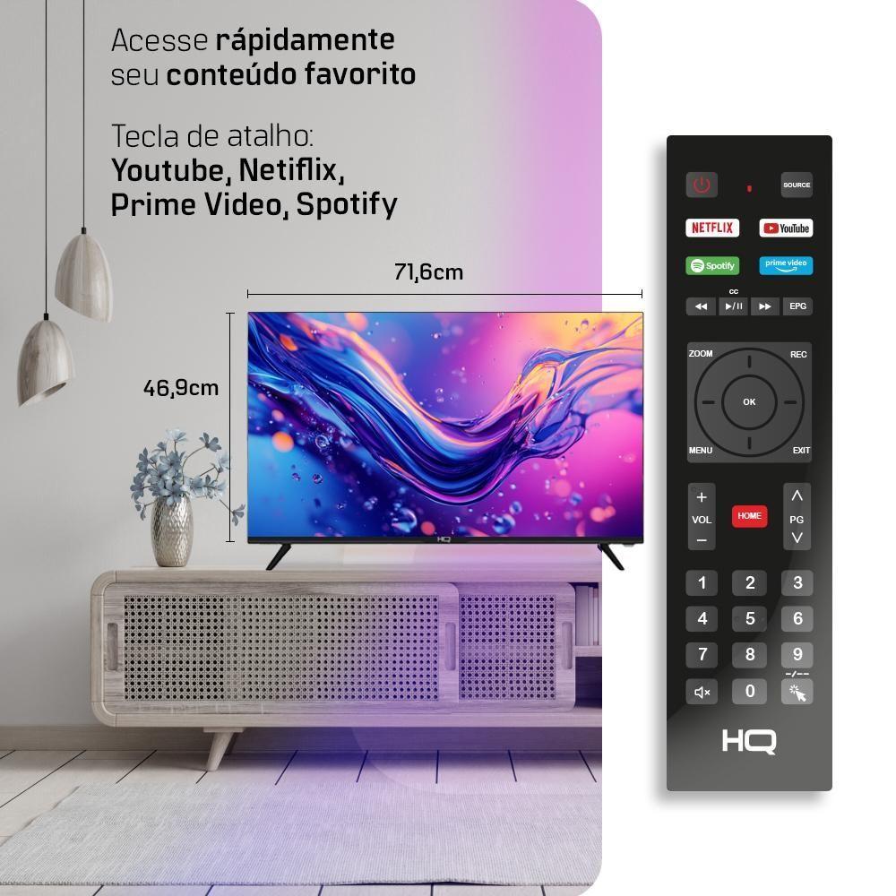 Smart Tv HQ 32 HD Tela Sem Bordas Sistema Android Design Slim HQS32NKHM Bivolt