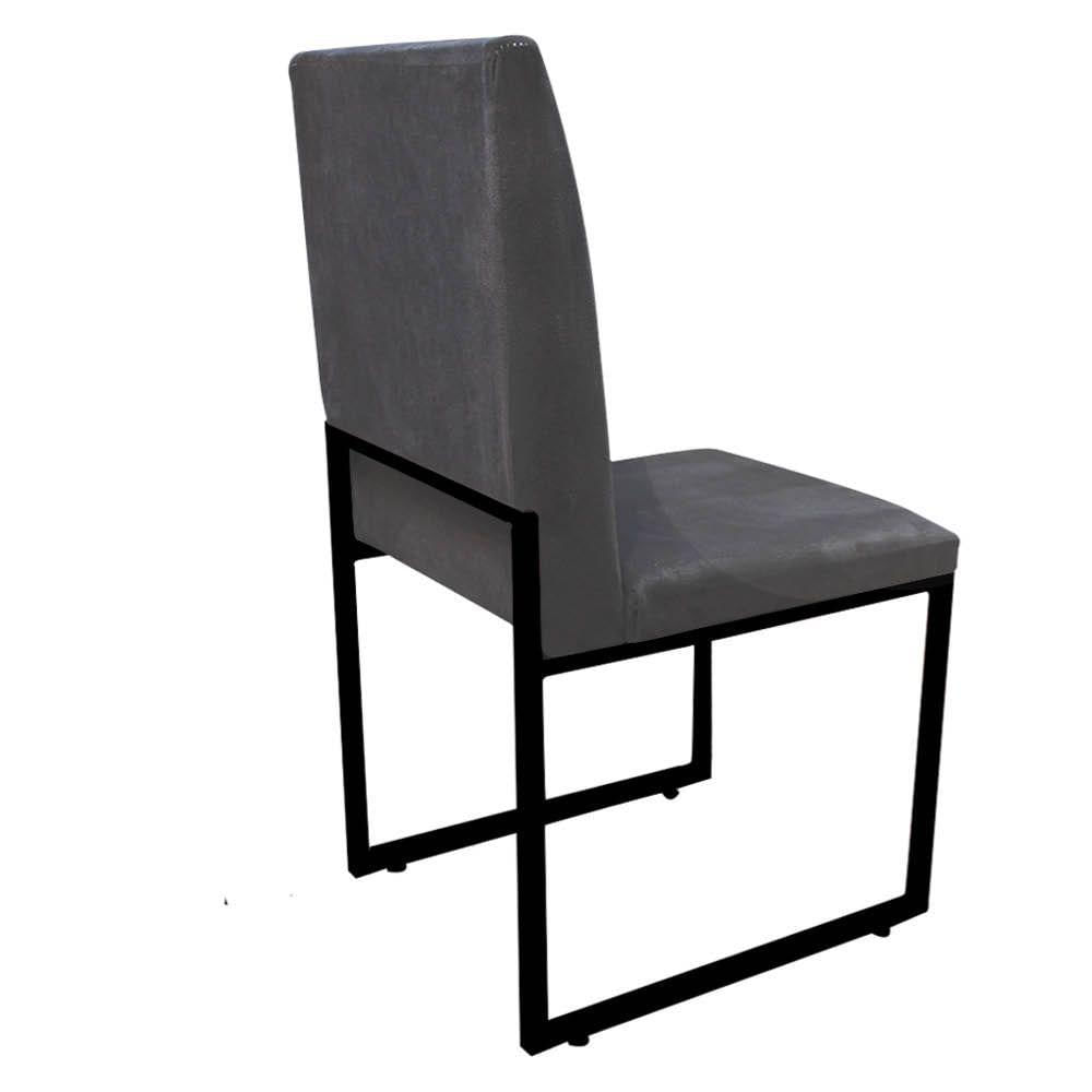 Miniatura Kit 03 Cadeira De Jantar Sttan Sala Ferro Preto Suede Cinza - Amey Decor