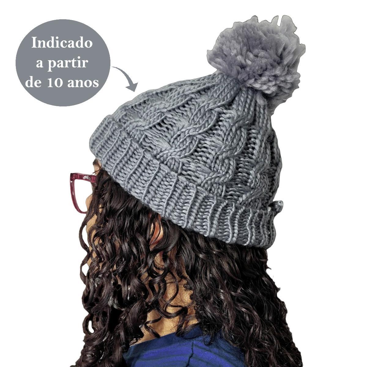 Miniatura Touca Pompom Inverno E Luva Frio Tricô Touch Screen