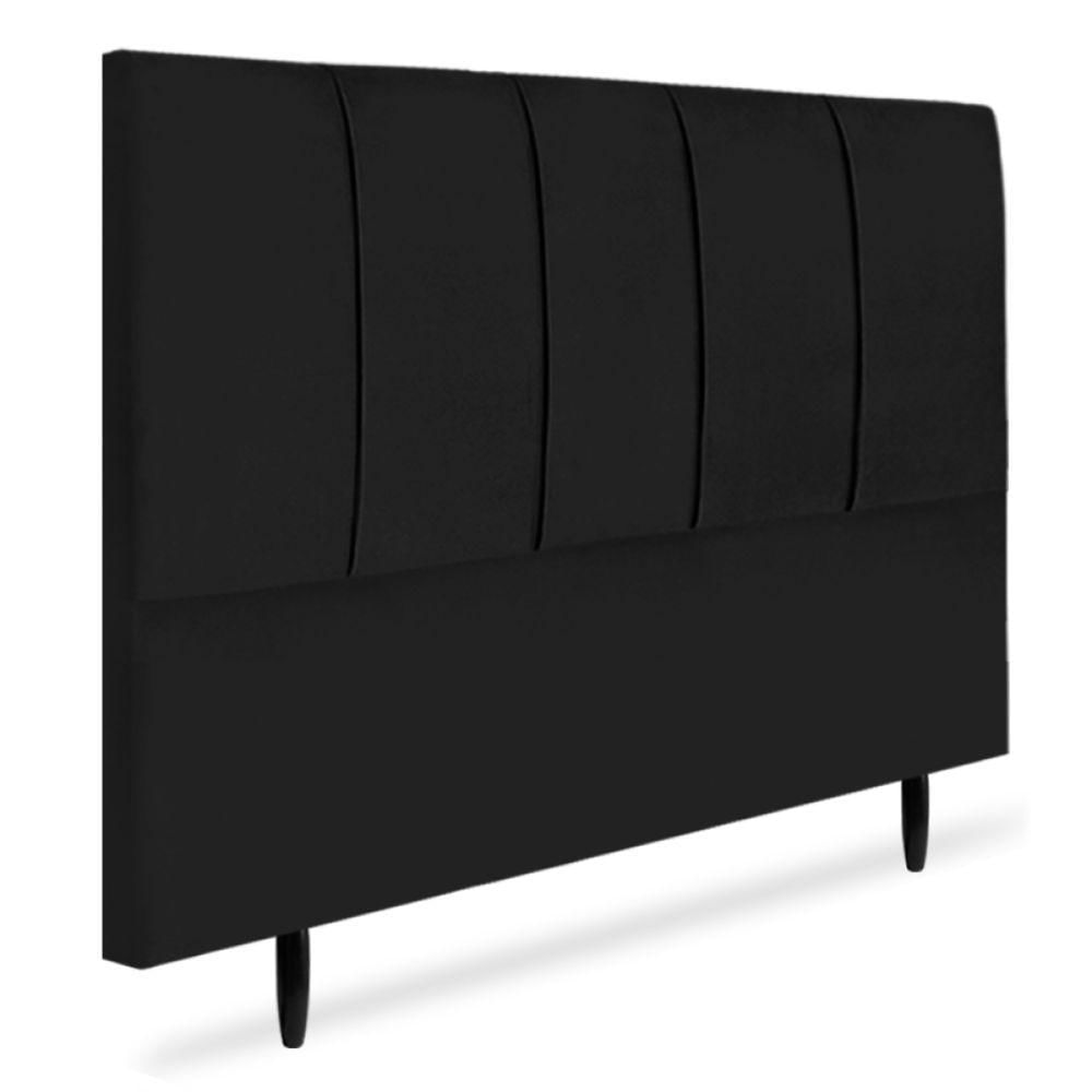 Miniatura Painel Cabeceira Cama Box Queen Luna Slim 1,60cm Suede Cor:preto