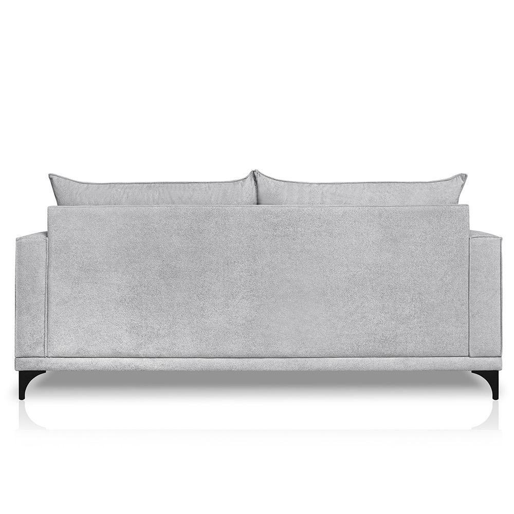 Sofá Living 2 Lugares Com Pés De Ferro Almofadas Soltas 180cm Neso Bouclê Cinza