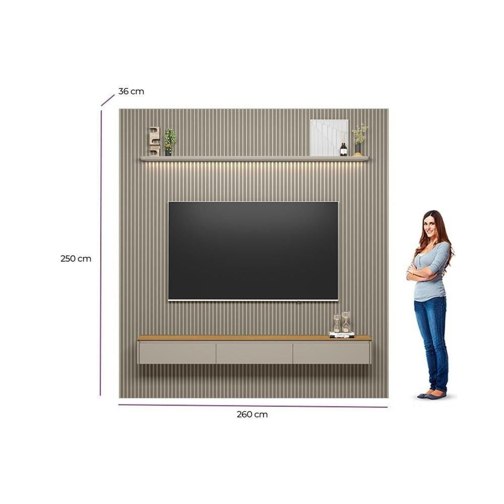 Miniatura Painel para Tv 85 Polegadas com Led Ripado Modular Tauari /Gris Fosco