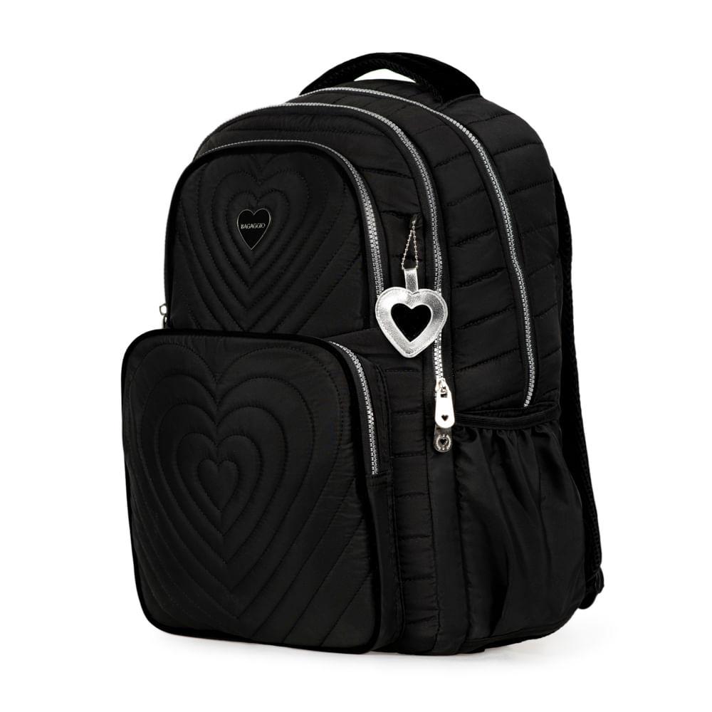 Miniatura Mochila Escolar Feminina Juvenil  BG Girl Preta Preto