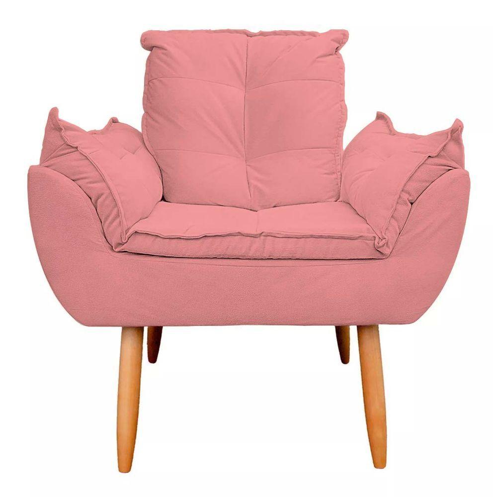 Miniatura Poltrona Luxo Decorativa Veludo Estofada Fibra Confortável rosa