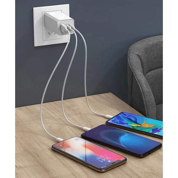 Miniatura Carregador Rápido Gan 65W Quick Charger 3 Portas