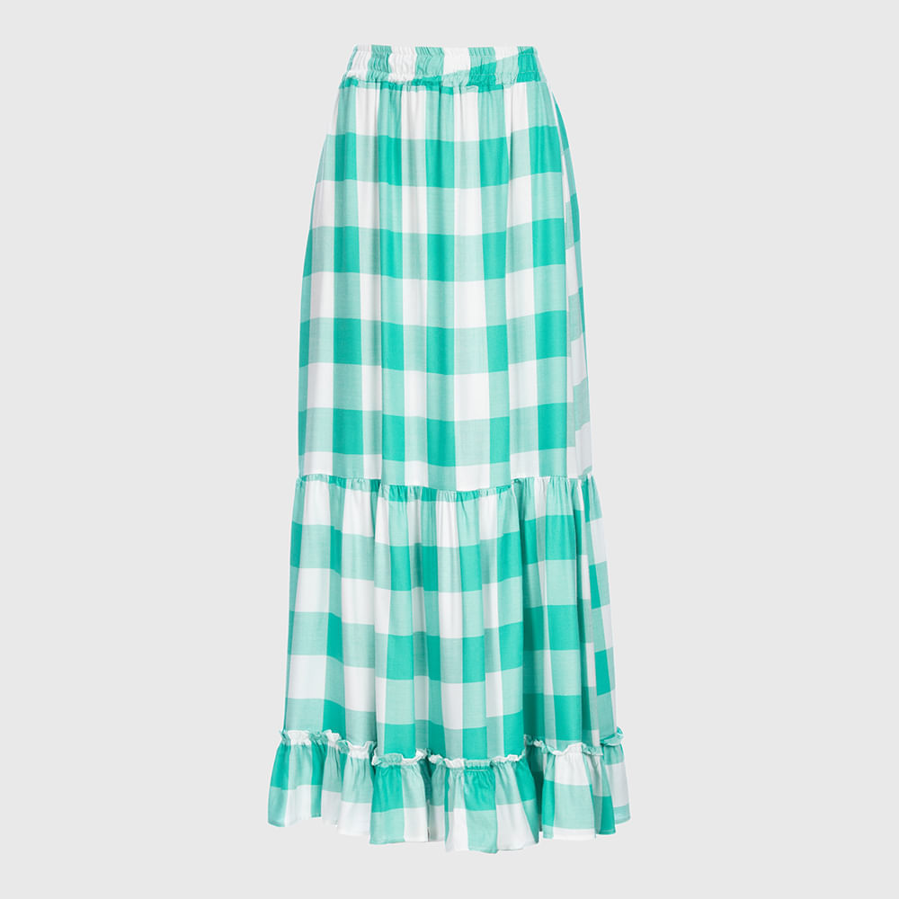 Miniatura Saia Longa Evase com Recorte - Verde G