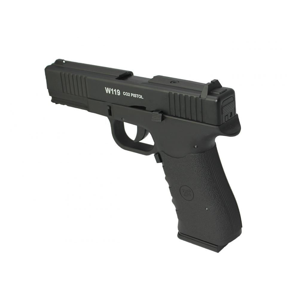 Miniatura Pistola Pressão Co2 Glock W119 Slide Metal Blowback 4,5