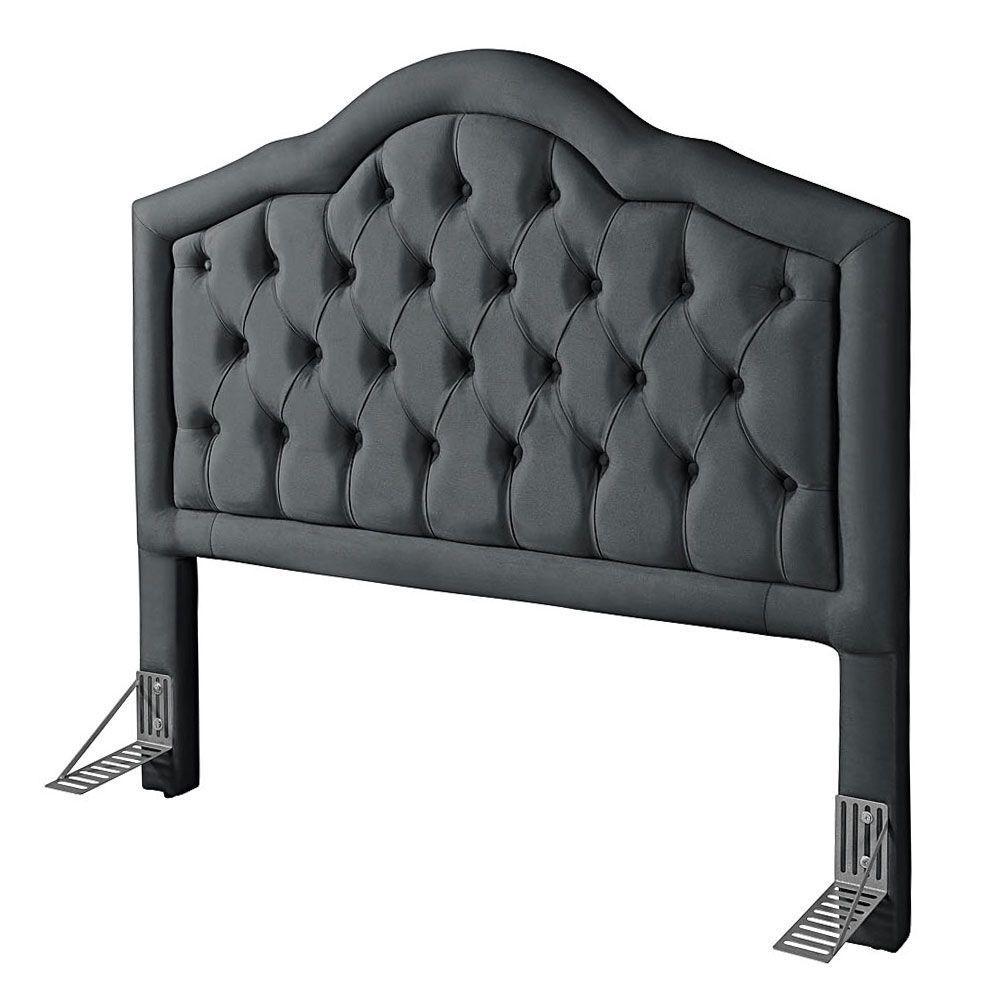 Miniatura Cabeceira Cama Box Casal 1,40m Estofada Veneza Com Suporte Para Fixação Em Veludo Pávia Cinza Cinza