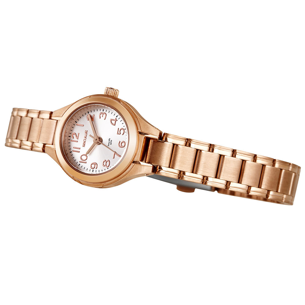 Miniatura Relógio Feminino Aço Rose Gold