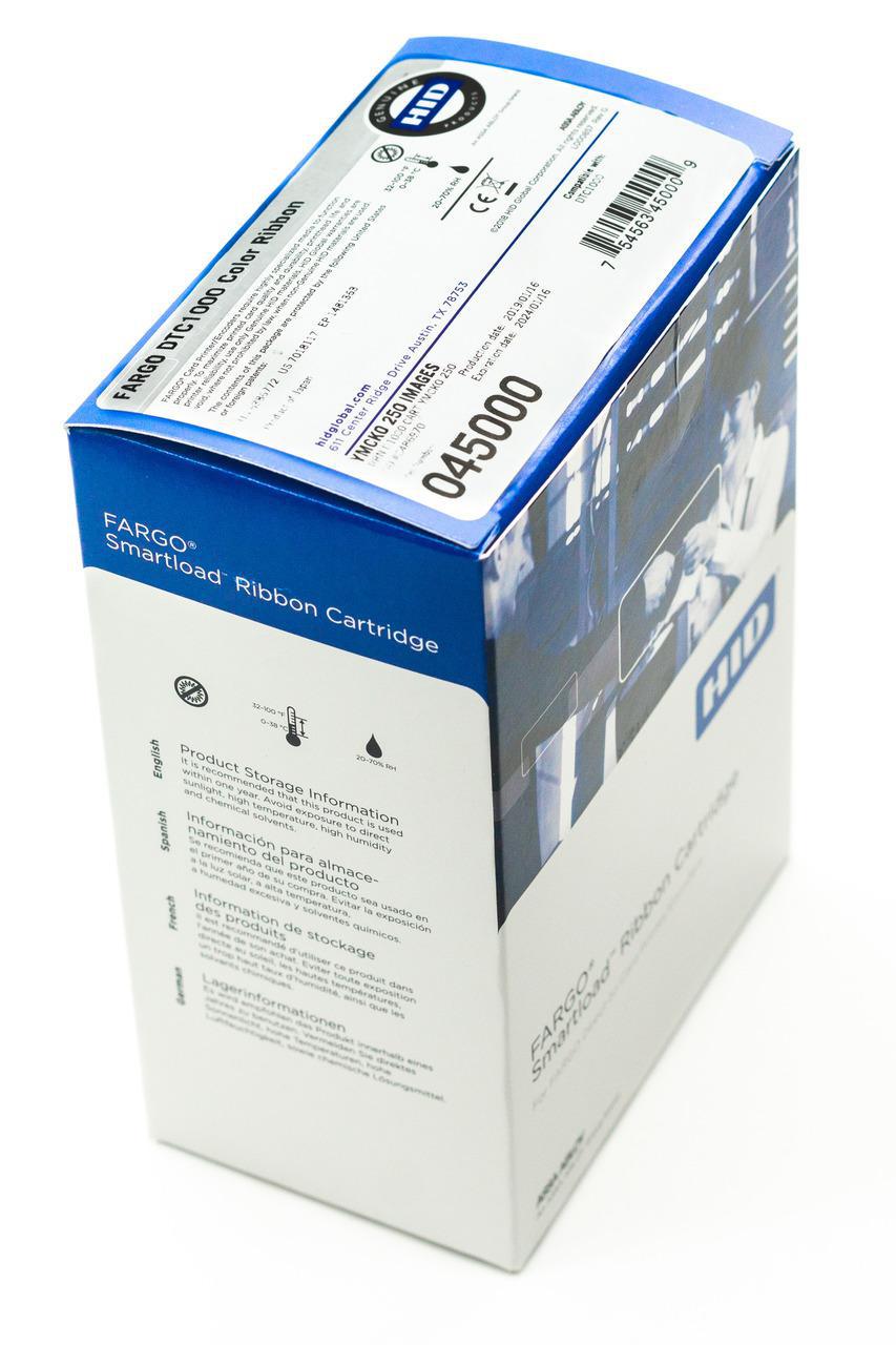 Miniatura Ribbon Color 45000 Hid Fargo Dtc1250/1000 Ymcko 250 Imp Fita para impressora - Hid