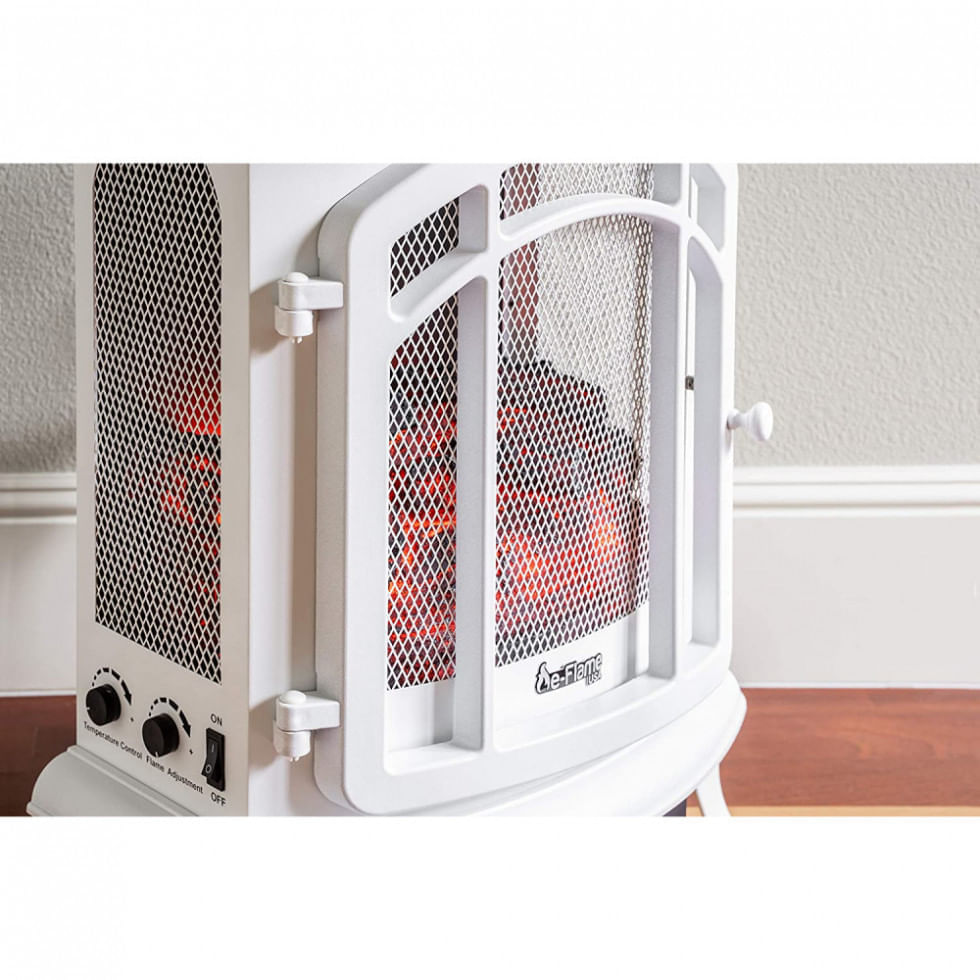 Lareira Elétrica com Chamas 3D Ajustáveis, 5200 BTU, 110v, e Flame USA, Branca