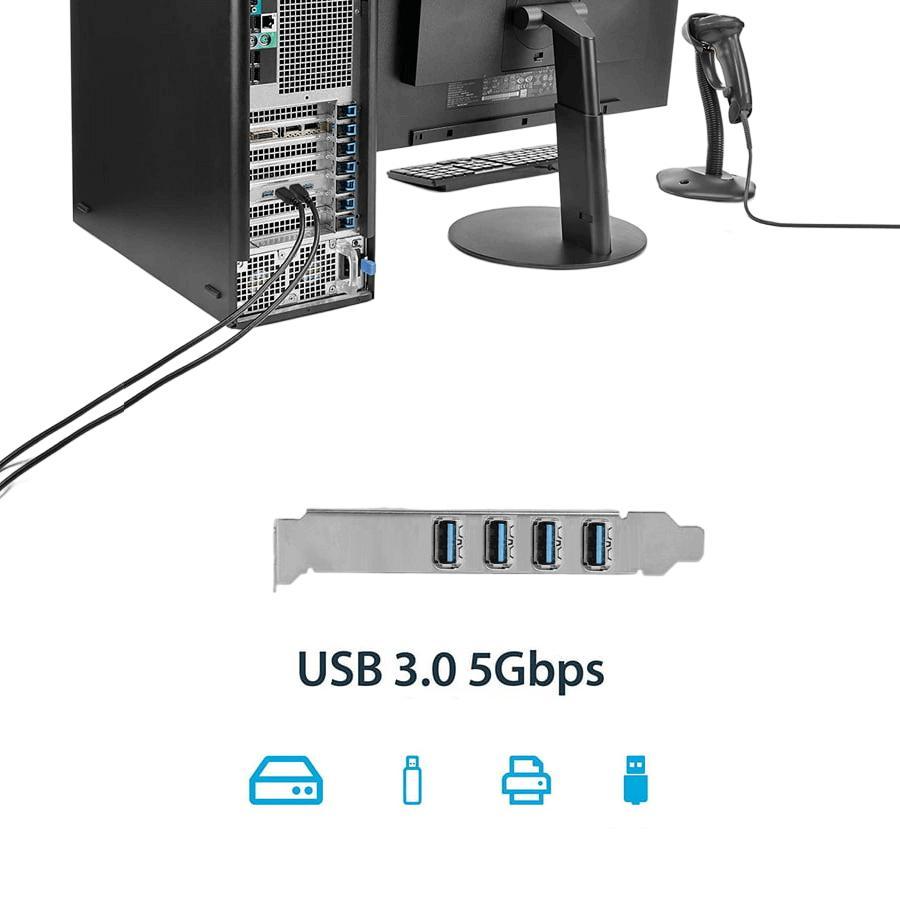 Placa Expansão Pci-Express 4X Portas Usb 3.0 Transferência