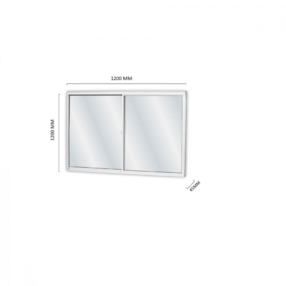 Miniatura Janela Alumínio com 2 Folhas Vidro liso  Branca 120x120M  MGM Soft Branco