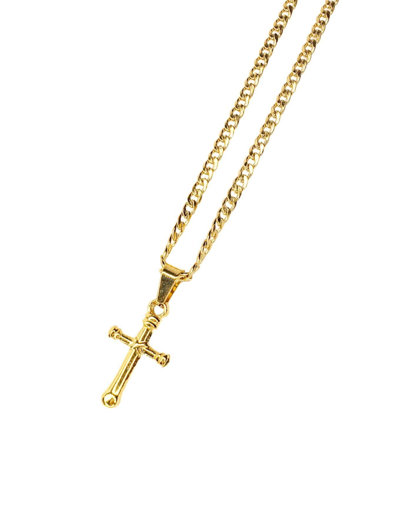 Corrente Cordão Masculino Longo 70Cm Fino 3Mm Crucifixo Cruz