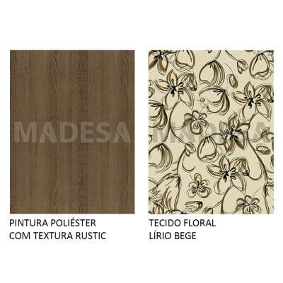 Miniatura Conjunto Sala de Jantar Madesa Maya Mesa Tampo de Vidro com 4 Cadeiras Rustic/Lírio Bege Cor:Rustic/Lírio Bege