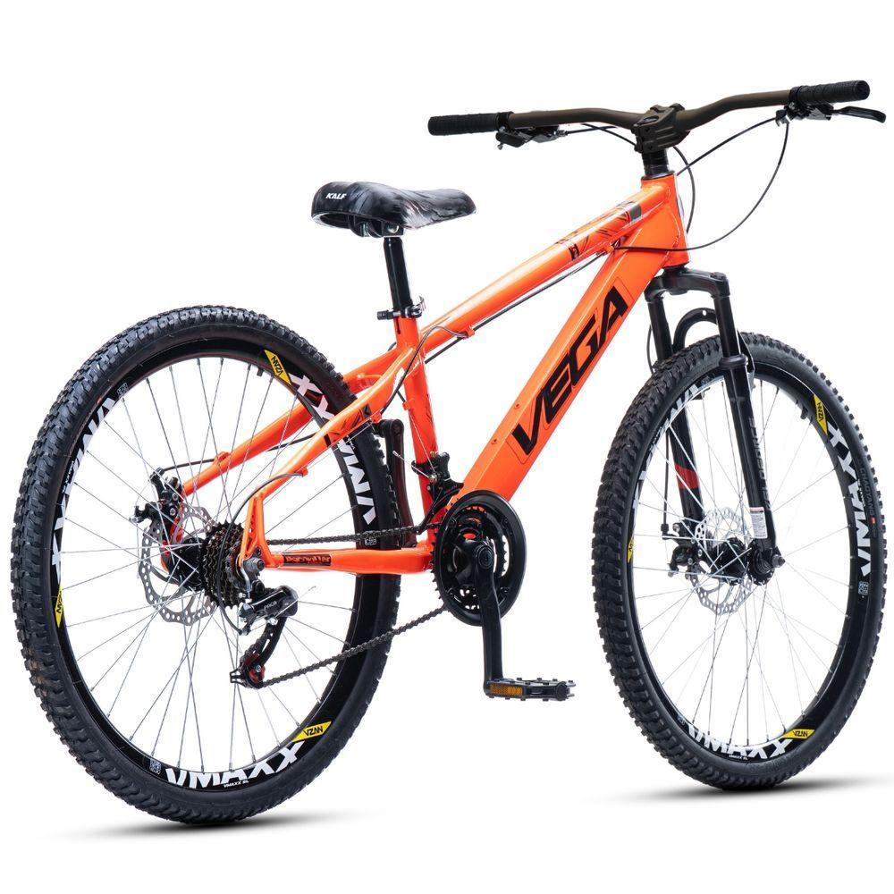 Miniatura Bicicleta Tipo Vikingx Vega Psico Aro 26 21 Vel Freio Disco Laranja Neon