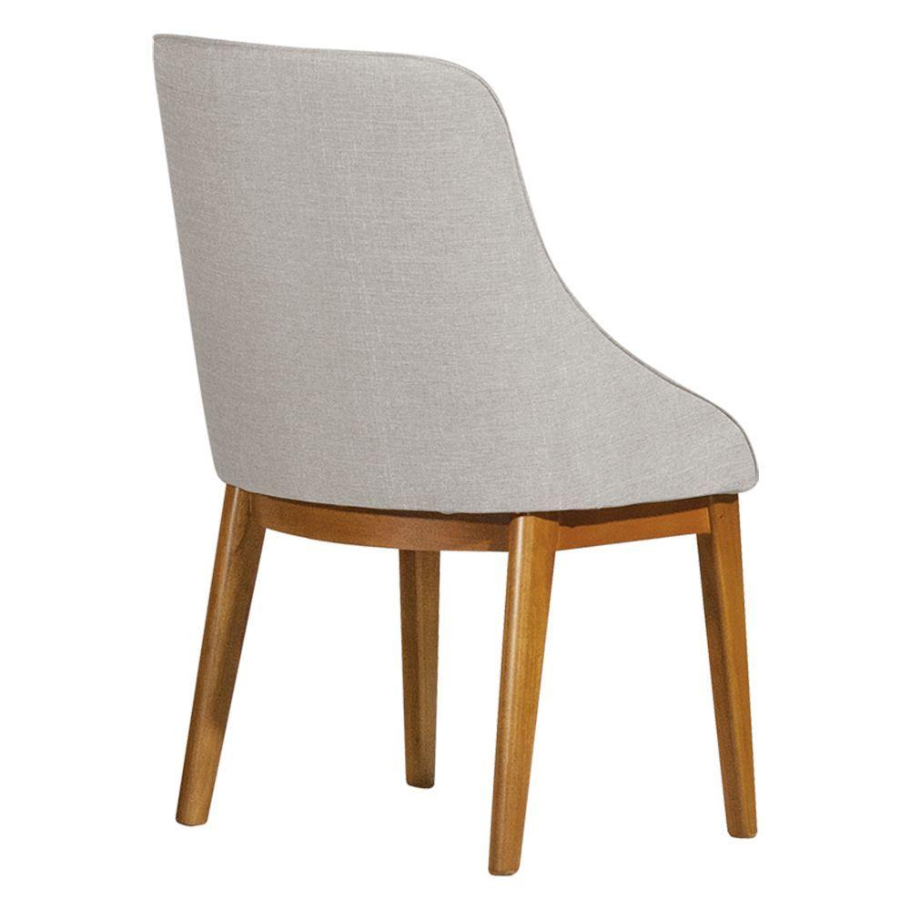 Miniatura Cadeira De Jantar Elisa Nobre Estofada Liso Linho Bege Base Madeira Maciça Mel