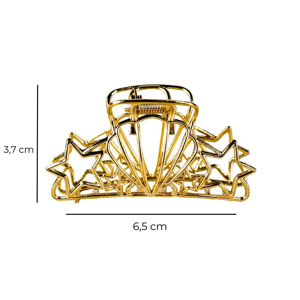Miniatura Kit 2 Presilha Prendedor Cabelo Concha Estrela Dourada Metal