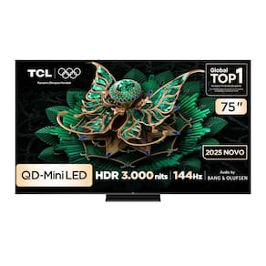 Miniatura Smart TV 75" TCL 75C7K 4K QD-Mini Led 144Hz com Sistema Operacional Google TV