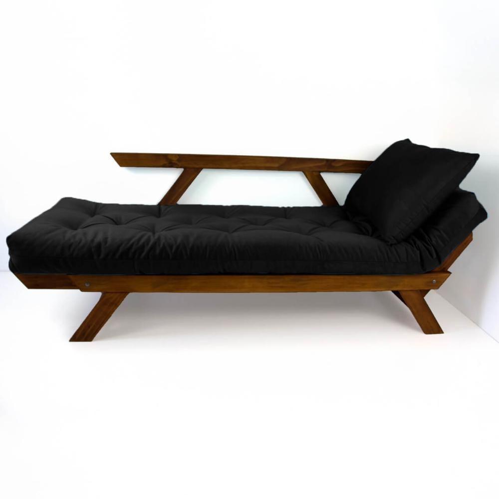 Miniatura Sofá Japão Futon Preto Madeira Maciça Imbuia