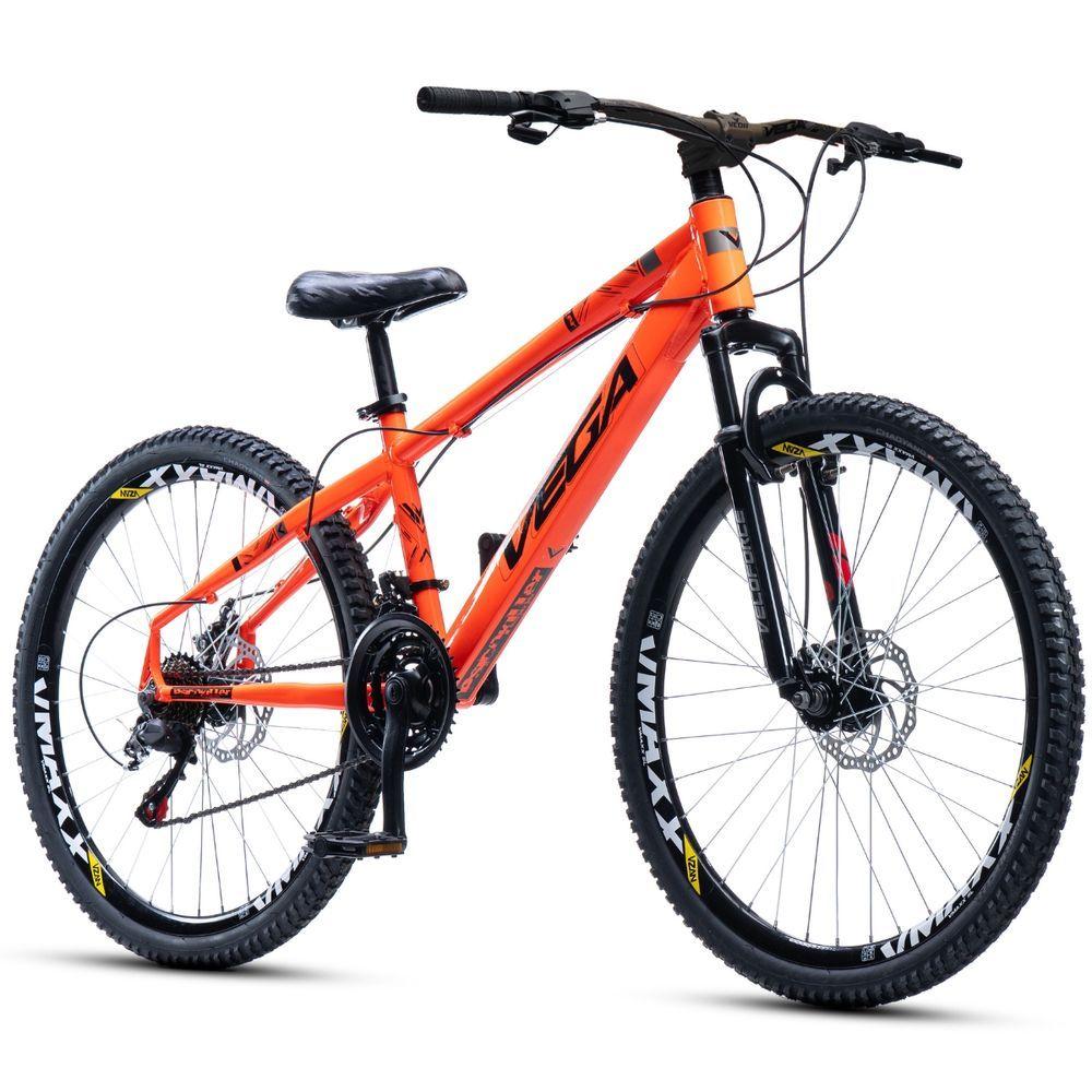 Miniatura Bicicleta Tipo Vikingx Vega Psico Aro 26 21 Vel Freio Disco Laranja Neon