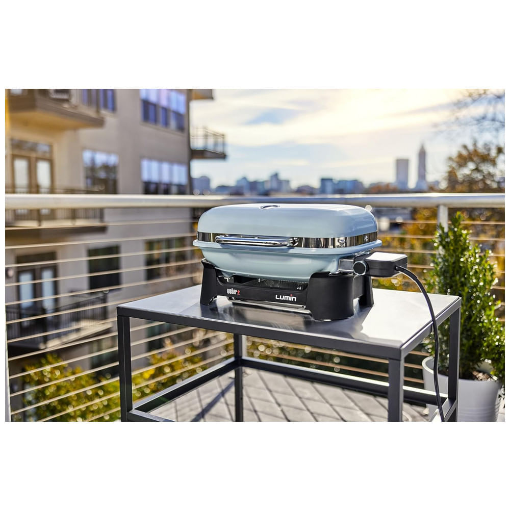 Churrasqueira Elétrica Portátil Externa sem Suporte, 110V, Weber Lumin, Azul Claro